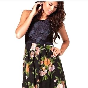 FREE People Crochet Embroidered‎ Wool Blend Mini Dress